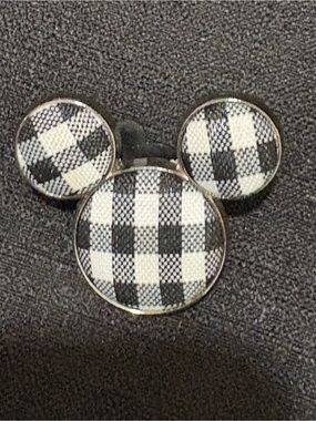 Disney Mickey Mouse Shaped black-and-white checkered Check Pin